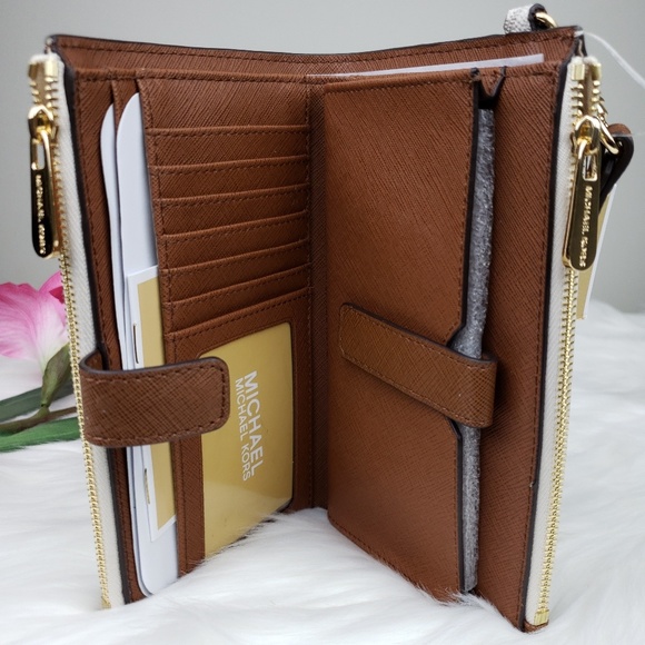 🌺NWT Michael Kors double zip wristlet Vanilla MK - Picture 5 of 7